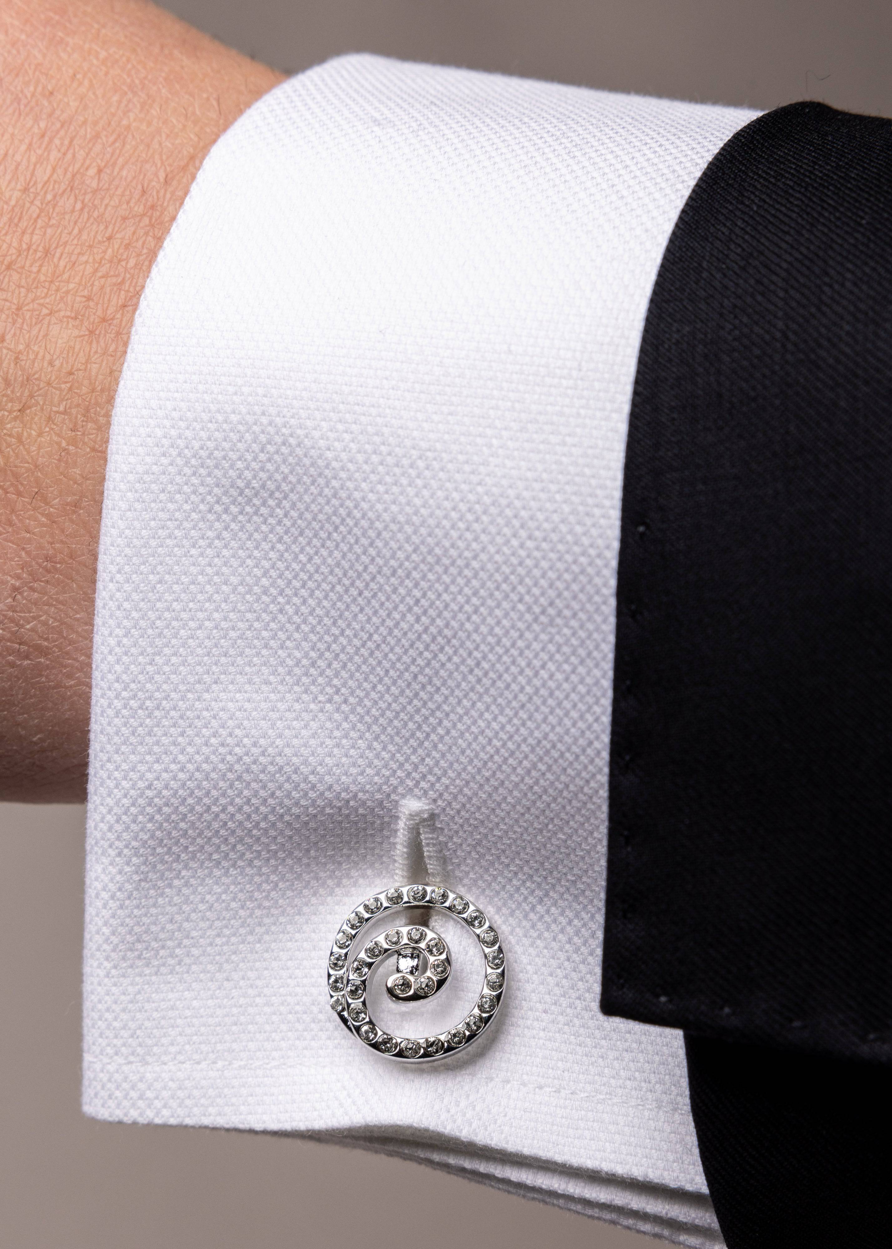 Swarovski Spiral Stud Cufflinks - Image 4